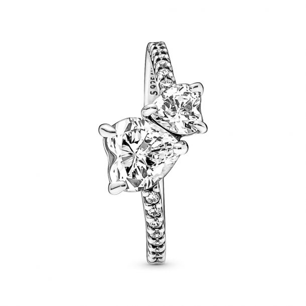 Double Heart Sparkling Ring