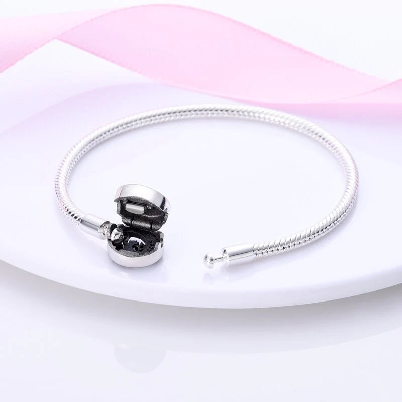 Sterling Silver Cat on the Moon Clasp Bracelet