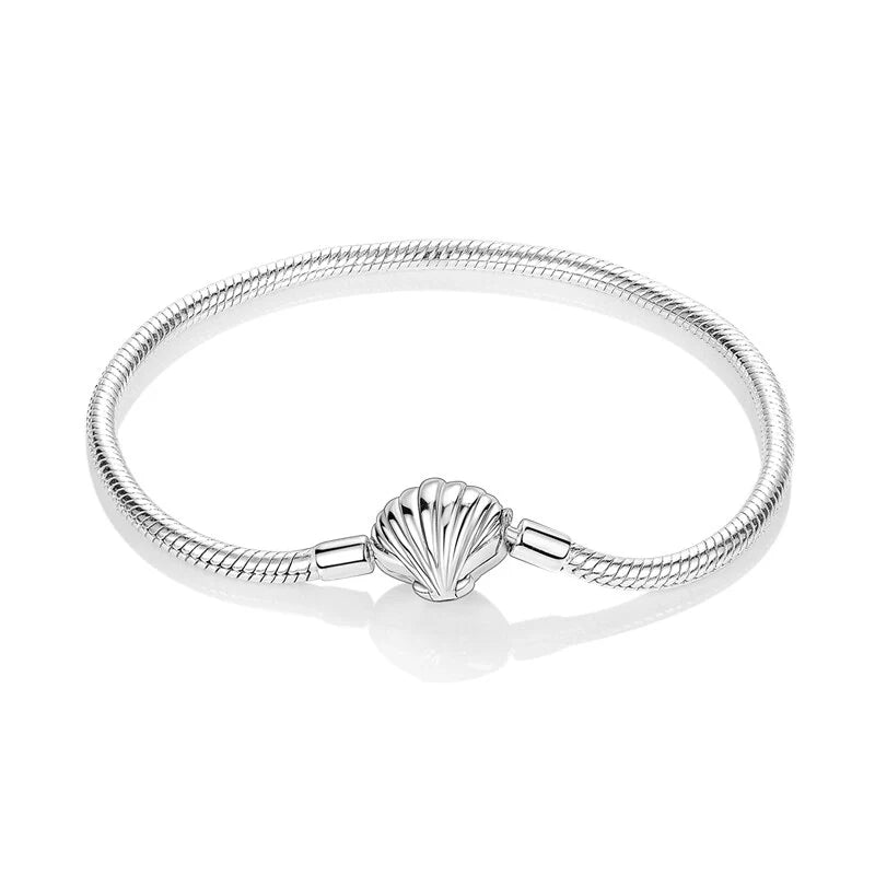Sterling Silver Shell Clasp Chain Bracelet